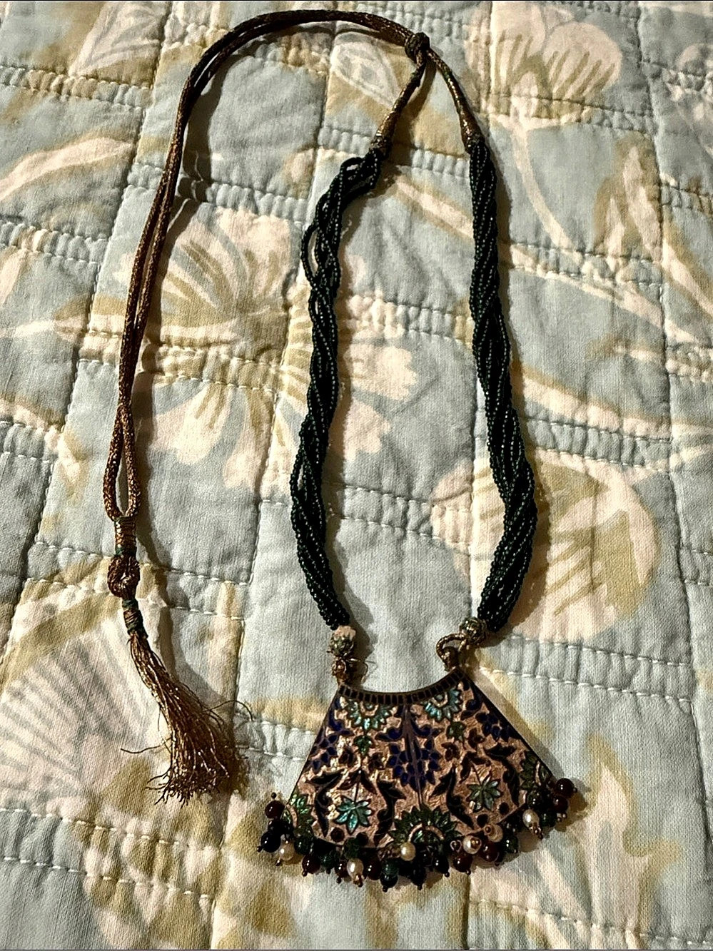 Indian enameled pendant necklace